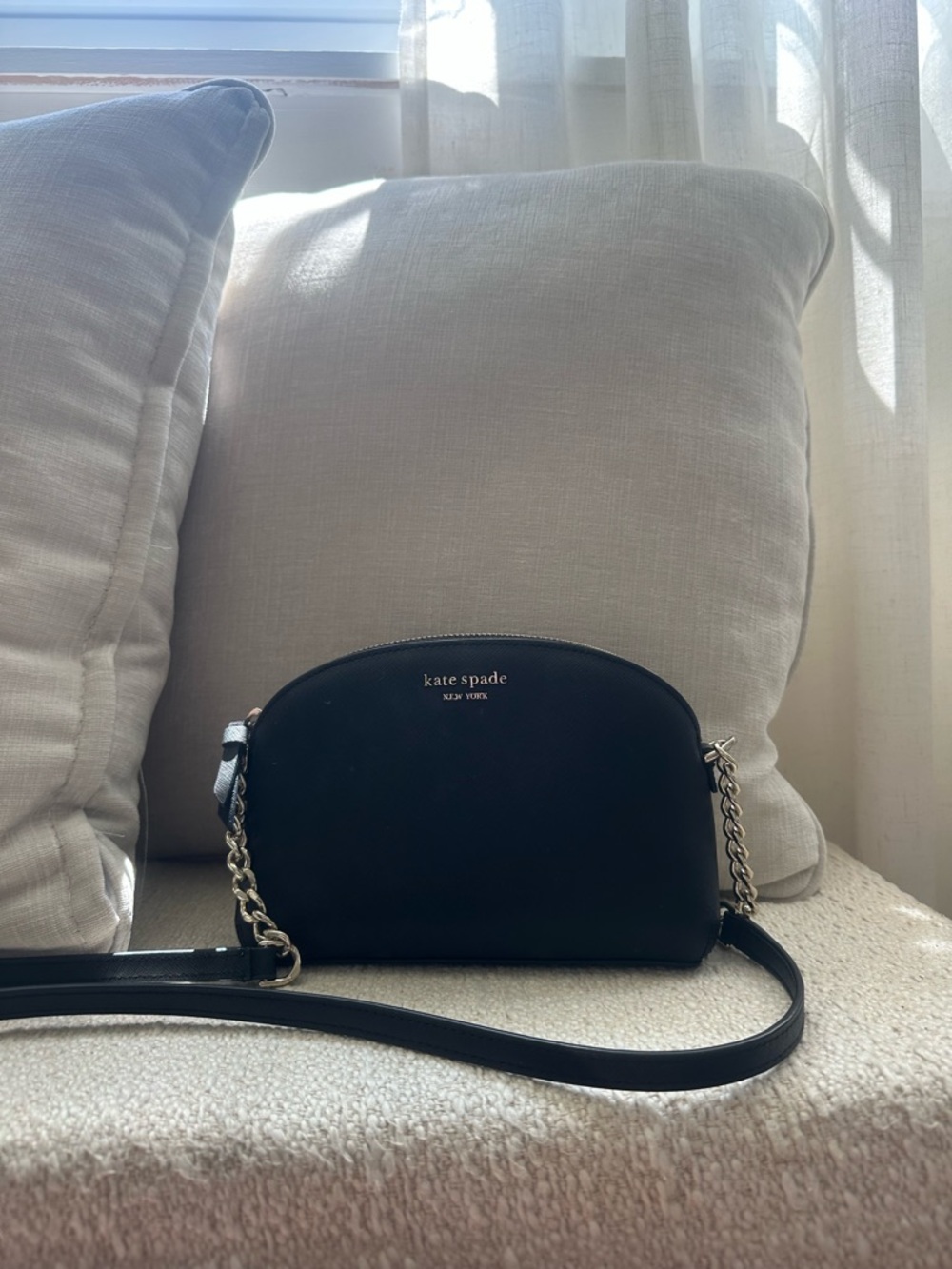kate spade Black Leather Dome Crossbody Bag